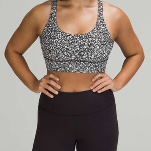 Lululemon Energy Longline Bra In Venture Floral Alpine White Black Size 2